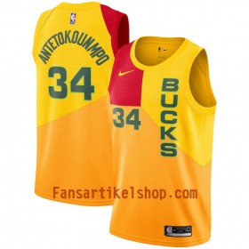 Milwaukee Bucks Trikot Giannis Antetokounmpo 34 2018-19 Nike City Edition Gelb Swingman - Herren